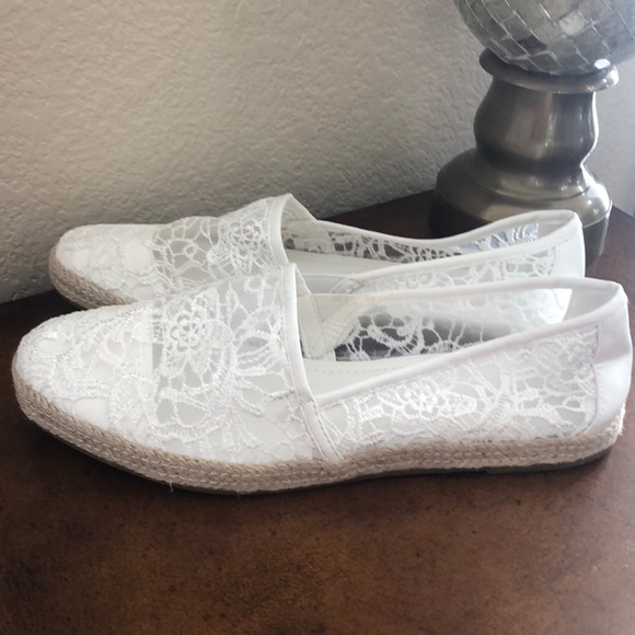 white lace espadrilles